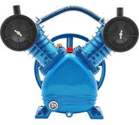 Compresseur à pistons - Compresseur d'air à entraînement par courroie, 3 HP - 0,25 m³/min, 8 bars - Double cylindre, 65 mm - Fonte - Silencieux, avec double système d'absorption des vibrations - Bleu