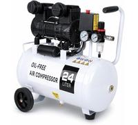 Compresseur d'air 1300W / 1,77 CV, réservoir de 24 litres, débit de 220 litres/minute, pression de 8 bars, sans huile, équipé de 2 manomètres et d'un régulateur de pression, facile à transporter grâce