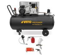 Compresseur d'air 200L 10Bar 3kW 400L/min + 5 Outils pneumatiques Kit Complet Gonflage Soufflage Peinture Garage Atelier VITO
