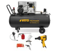 Compresseur d'air 200L 10Bar 400L/min hoc pneumatique 310Nm + Outils de Gonflage Soufflage Peinture Garage Atelier VITO
