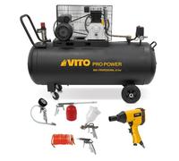 Compresseur d'air 200L 10Bar 400L/min hoc pneumatique 310Nm + Outils de Gonflage Soufflage Peinture Garage Atelier VITO