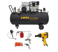 Compresseur d'air 300L 10Bar 500L/min hoc pneumatique 310Nm + Outils de Gonflage Soufflage Peinture Garage Atelier VITO