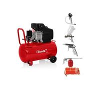 Compresseur d'air 50L 8 bar 115 PSI Silencieux 2CV 1.5KW + Kit 5 accessoires air comprimé ITOOLS