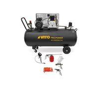 Compresseur d'air 200L 10Bar 3kW 400L/min + 5 Outils pneumatiques Kit Complet Gonflage Soufflage Peinture Garage Atelier VITO