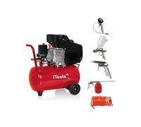 iTools Compresseur d'air électrique 24L 1500W 2CV 8 bar 206L/min + kit 5 accessoires