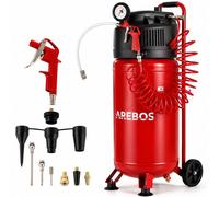 Compresseur d'air AREBOS 50L Compresseur vertical 1500 W 10 bar, avec 13 accessoires, faible entretien, arrêt automatique, tuyau d'air extra long, sans huile
