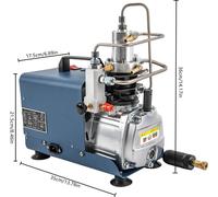 Compresseur d'air - Compresseur électrique haute pression - Puissance 1,8 kW, 220 V - Pression 0–4500 psi - Avec pompe à eau - Pour automobile et vélo - Prise européenne - Bleu