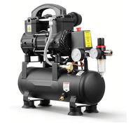 Compresseur d'air – Compresseur silencieux sans huile – Moteur de 0,75 kW – Réservoir d'air de 6 litres – Pression maximale de 8 bars – Débit d'aspiration de 71 litres/minute – Silencieux, idéal pour