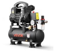 Compresseur d'air comprimé VEVOR 0,75 kW, compresseur sans huile avec réservoir d'air de 6 L, compresseur silencieux avec un débit de 71 L/min à 6,2 bars et une pression maximale de 8 bars, compresseu