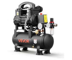 Compresseur d'air comprimé VEVOR 0,75 kW, compresseur sans huile avec réservoir d'air de 6 L, compresseur silencieux avec un débit de 71 L/min à 6,2 bars et une pression maximale de 8 bars, compresseu