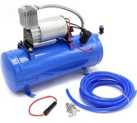 Compresseur d'air électrique, silencieux - Réservoir de 6 litres, pression de 100 PSI - Pompe à air pour voiture et bateau, fonctionnement en courant continu - Tuyau de 3,8 mètres - Couleur : bleu