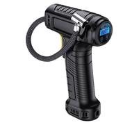 Compresseur d'air - Pompe à pneus sans fil pour voiture - Alimentée par batterie - 120 W - 12 V CC/7,4 V - 6 A - Affichage numérique - Éclairage LED - Noir