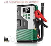 Compresseur d'air portable et aide au démarrage - CQB-1208 - Compresseur 150 PSI - Lampe LED - Alimentation par batterie - ABS - Vert