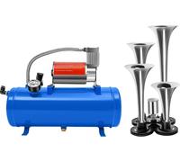 Compresseur d'air portable - Pompe à pneus 12 V CC avec réservoir - Réservoir 6 L - Max. 150 PSI - Courant 23 A - Pressostat automatique 90/120 PSI - Bleu