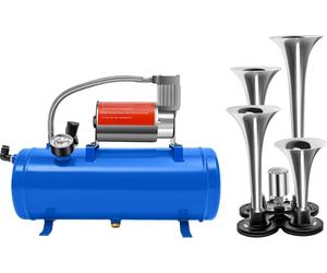 Compresseur d'air portable - Pompe à pneus 12 V CC avec réservoir - Réservoir 6 L - Max. 150 PSI - Courant 23 A - Pressostat automatique 90/120 PSI - Bleu