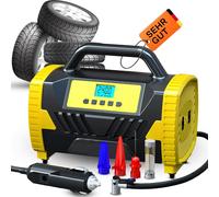 Compresseur d'air pour pneus de voiture 230V, Compresseur électrique Pompe à pneu sans huile Mini pompe à air 150PSI, Lampe LED pour voiture Vélo Balles, Retoo