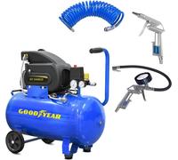 Compresseur d'air Silencieux 50 Litres 8 bar 2CV 1.5KW 115 PSI + Kit Air comprimé 3 pièces GOODYEAR
