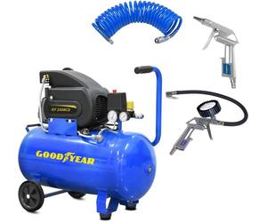 Compresseur d'air Silencieux 50 Litres 8 bar 2CV 1.5KW 115 PSI + Kit Air comprimé 3 pièces GOODYEAR