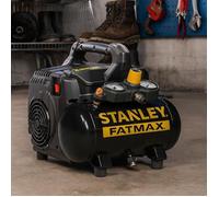 Stanley Compresseur FATMAX DST 101/8/6 FMXCM00 - Compresseur d'air portable et pour voiture 8 bars - 6 L - 105 l/min - Sans huile - Silencieux - IP43-1450 tr/min - Noir/Jaune