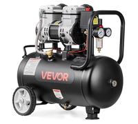 Compresseur d'air VEVOR, 1,1 kW, sans huile, avec réservoir d'air de 24 litres, compresseur silencieux, débit de 68 litres par minute à 6,2 bars, pression maximale de 8 bars, compresseur d'air portabl