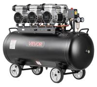 Compresseur d'air VEVOR 3 kW, compresseur sans huile avec réservoir d'air de 100 litres, compresseur silencieux avec un débit de 198 litres/minute à 6,2 bars et une pression maximale de 8 bars, compre