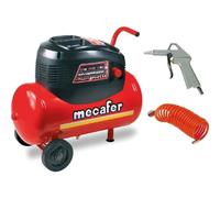 Compresseur MECAFER - 24L 1.5HP sans huile + tuyau et soufflette