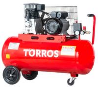 Compresseur mobile à entraînement par courroie à huile cuve 100 L 2,2 kW / 3 Ch 10 bars 400 l/min 230 V Torros TC1004010M