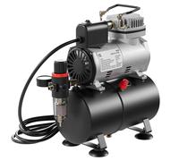 Compresseur pour aérographe - Réservoir d'air - Régulateur 4 bar - Sans huile - 47 dB - Marche-arrêt automatique