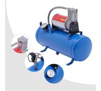 Compresseur pour klaxon pneumatique - 12 V CC avec réservoir - 6 l - 150 PSI max. - Pressostat 90 PSI (marche) / 120 PSI (arrêt) - 23 A - Bleu