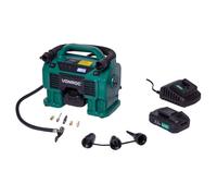 Compresseur sans fil 20V et prise allume-cigare 12V VPower - 2 Batteries 2.0Ah, chargeur de batterie et 8 accessoires inclus