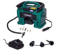 Compresseur sans fil 20V VPower - 11 bar - Prise allume-cigare 12V - 1 Batterie 2.0Ah, chargeur de batterie et 8 accessoires inclus