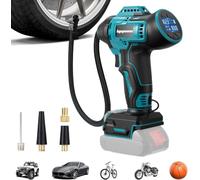 Compresseur sans fil pour batterie Makita 18 V, pompe à air 11 bar, 160 psi, portable, avec arrêt automatique et manomètre, compresseur d'air avec câble d'alimentation de voiture 12 V pour voiture