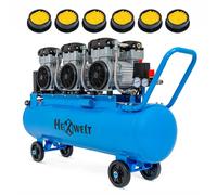 Compresseur sans huile HW-KBO-6T-100L - 100 L, 6 cylindres, 576 l/min, 8 bar, 3,3 kW, 230 V, cylindres en fonte, mobile pour atelier et industrie