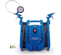 Compresseur Scheppach Airforce 7 - 230V | 8 bar pression de travail | 180 L/min | sans huile & mobile 8m rayon de travail | y compris gonfleur de pneus, pistolet à air & adaptateur