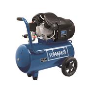 Compresseur Scheppach HC500 à double cylindre | Réservoir de 50 L | Débit d'aspiration 412 l/min | Pression de service max. 10 bars | Moteur 3 CV | Alimentation 230 V
