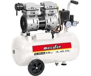 Compresseur Silencieux 24L, 1HP, 8 bar, 150 L/min, 750W, Mecafer