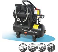 Compresseur STAHLWERK avec réservoir de 10 L (ST-110 Pro) - sans huile & silencieux, 8 bar, compresseur d'air comprimé silencieux avec moteurs Brushless, 1,97 CV, 1,45 kW, 250 l/min
