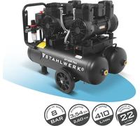 Compresseur STAHLWERK avec réservoir de 22 L (ST-228 Pro) - sans huile, 8 bar, compresseur d'air, moteurs Brushless, 3,54 CV, 2,6 kW, 410 l/min, compresseur silencieux
