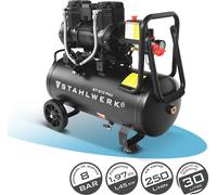 Compresseur STAHLWERK avec réservoir de 30 L (ST-310 Pro) - sans huile & silencieux, 8 bar, compresseur d'air comprimé silencieux avec moteurs Brushless, 1,97 CV, 1,45 kW, 250 l/min