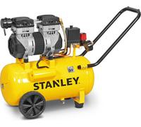 Compresseur Stanley 230V SXCMS1324HE - Compresseur d'air 8Bar - 24L - 59dB - Pompe à air silencieuse - Sans huile - 150L/min - avec poignée et roues - Jaune