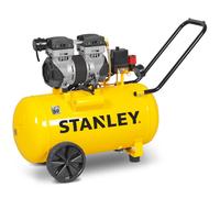Compresseur Stanley 230V SXCMS1350HE - Compresseur d'air 8Bar - 50L - 52dB - Pompe à air silencieuse - Sans huile - 150L/min - avec poignée et roues - Jaune