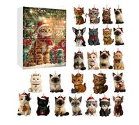 Compte à rebours de Noël - 10,24 pouces acrylique 24 jours thème chat 2D plat | Porte-clés l'Avent calendrier de Noël pour vacances salle de ureaux bureau mur arbre enfants tout-petit