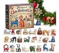 Compte à rebours de Noël 2026 en acrylique 2D 24 jours Ugly Medieval Cat | Calendrier de Noël compte à rebours pour enfants, garçons, filles, adultes, cadeaux de fête, cadeaux de Noël, maison, mur