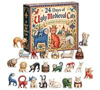 Compte à rebours de Noël - Calendrier de l'Avent 2026 « Ugly Medieval Cat | Calendrier de Noël 2026 2D en acrylique 24 jours motif chat médiéval | Calendrier de Noël compte à rebours | Pour enfants