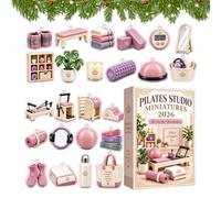 Compte À Rebours De Noël Décor Pilates 2D en acrylique 24 jours 2026 | Boîte Calendrier Sport Rose pour Femmes Ados et Maison Bureau Fêtes Vacances Petits Cadeaux de Noël B