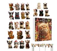 Compte à rebours de Noël | Jouet plat 2D en acrylique 24 jours, porte-clés, calendrier de l'avent, bureau, arbre mural, , adolescents, adultes, garçons, filles, femmes, hommes, famille