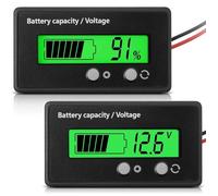 Compteur de Batterie DC 12V 24V 36V 48V 60V 72V 84V avec Alarme, Réglage Avant et ommutation, Indicateur de Tension de