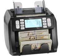Compteur de billets, doté de la détection de faux par UV, magnétisme, infrarouge et détection de filigranes, compatible avec les dollars américains et les euros, modes Optel et par lots, grand écran L