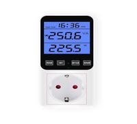 Compteur de courant alternatif 220V LCD numérique EU US UK AU FR BR | Wattmètre Voltmètre Consommation Watt Énergie Kwh Et Affichage Des Coûts(Blue backlight,US Plug)