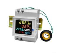 Compteur de courant de rail LCD numérique AC 80-450 V 0-99,99 A avec convertisseur externe, moniteur de facteur de puissance de fréquence pour montage sur rail DIN, précision de 1 % (AC250-450 A
